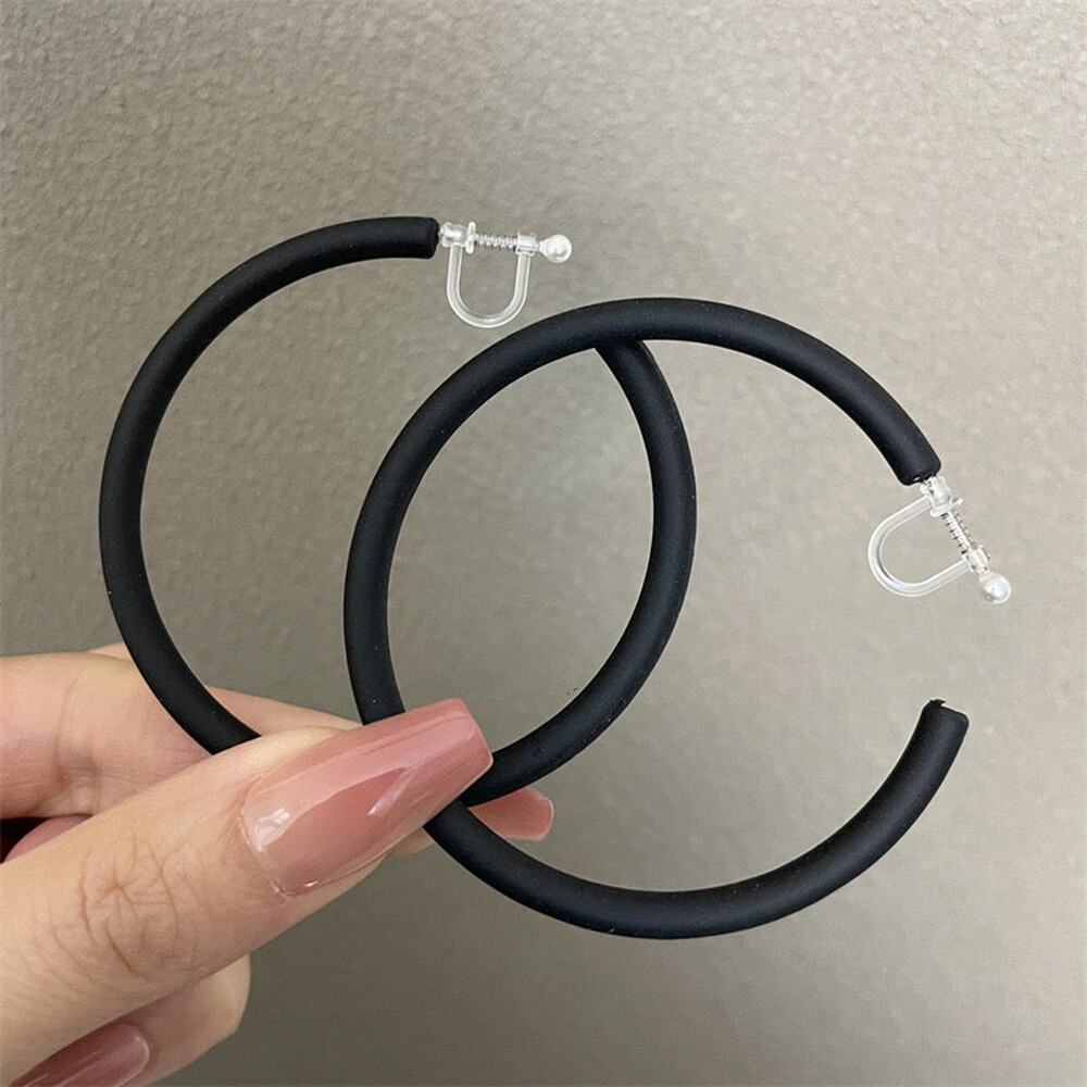 Clip on 2 1/2" plastic clasp black open back hoop